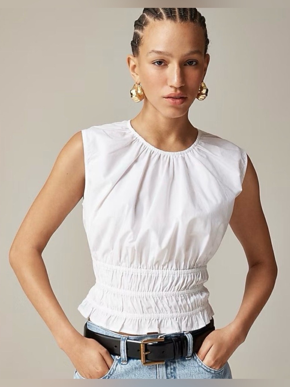 J.CREW HYACINTH TOP IN COTTON POPLIN, SIZE L, NWT.